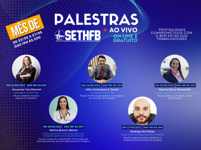 SEMANA DE PALESTRAS ON-LINE EM COMEMORAÇÃO AO MÊS DO TRABALHADOR.